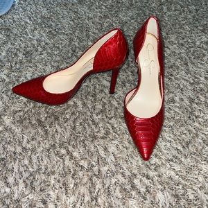 Red Snake Skin Heels
